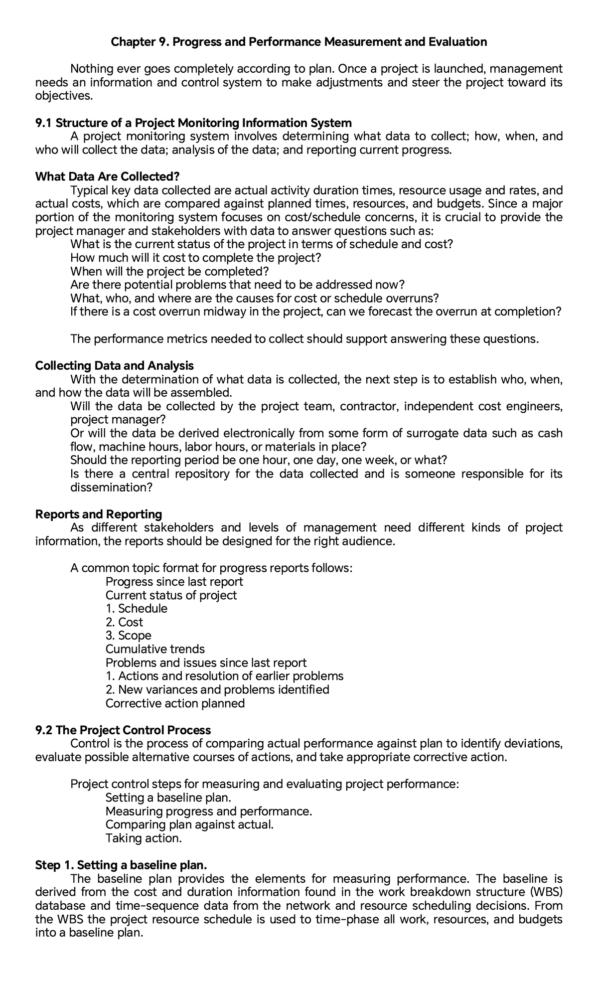 Chapter 9: Progress & Performance Measurement in OM 303 - Studocu