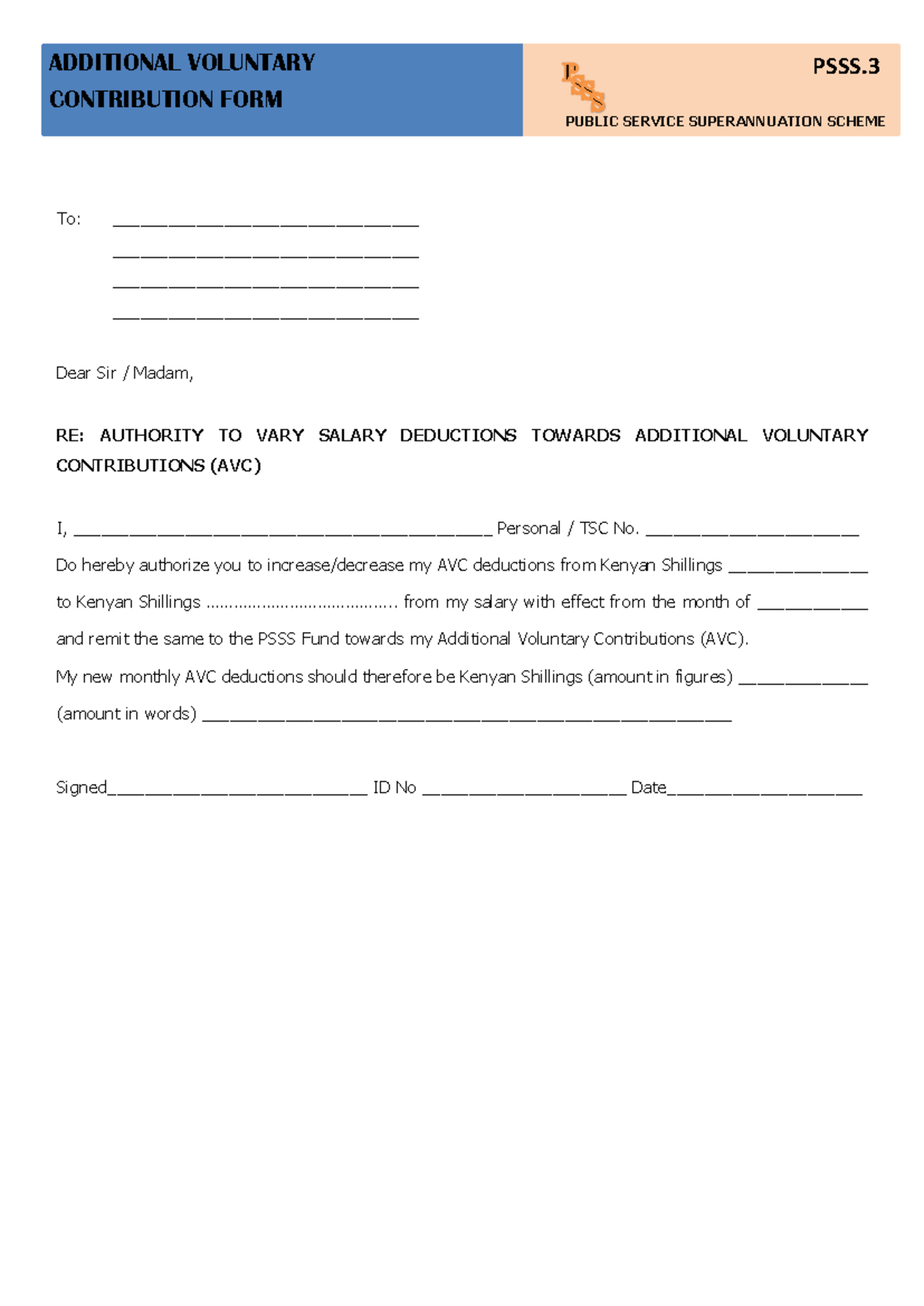 PSSS 3 Additional Voluntary Contribution Form - Diploma in criminology ...