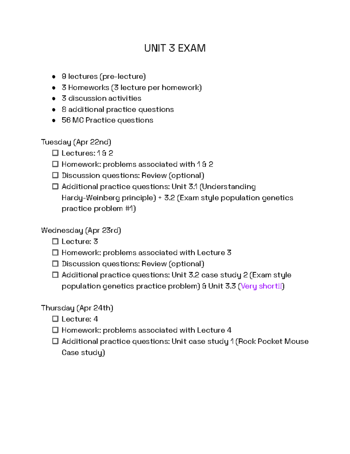 UNIT 3 EXAM - Comprehensive Notes on Lectures & Practice Problems - Studocu