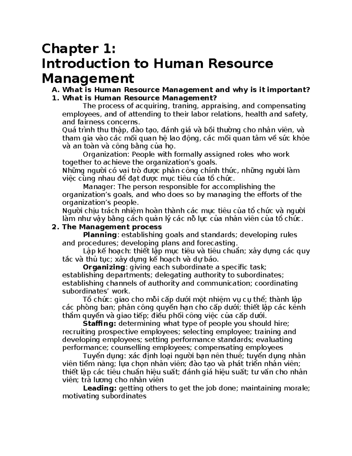 Chapter 1: Intro to Human Resource Management (HRM) and Its Importance ...