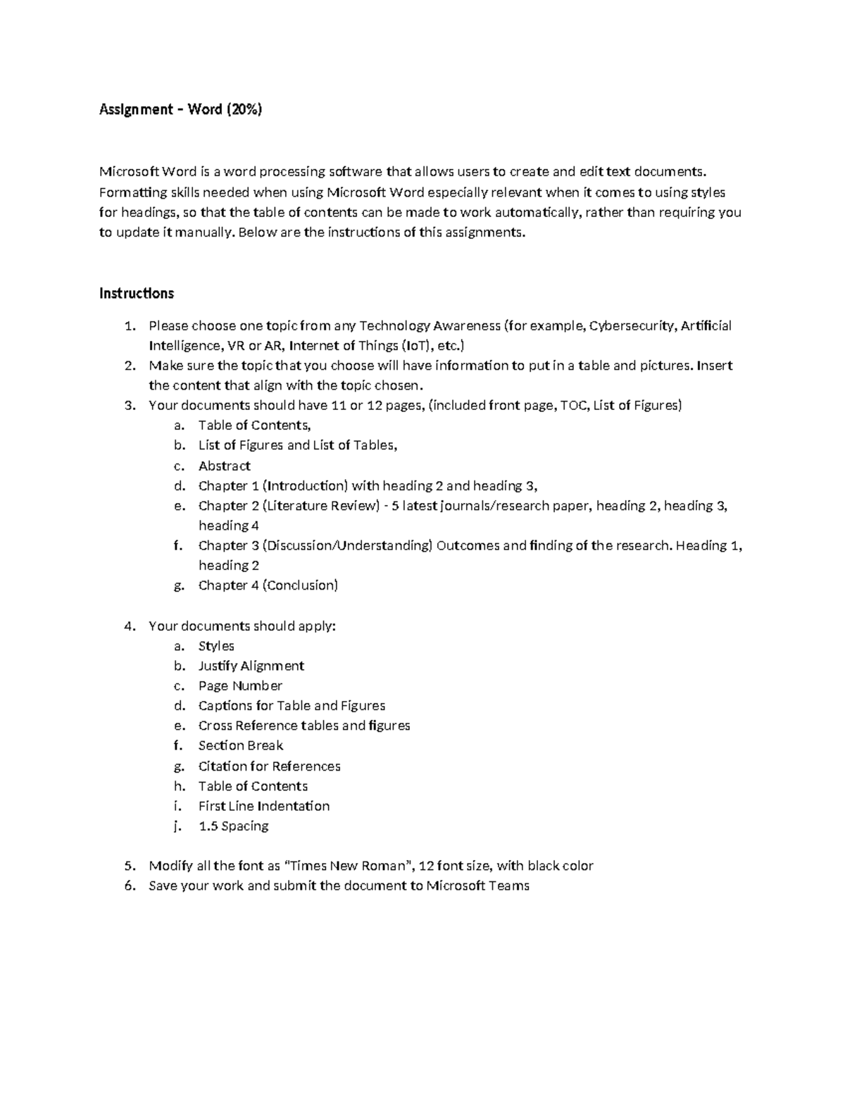 Assignment 1 2.0 - Microsoft Word Formatting & Technology Awareness ...