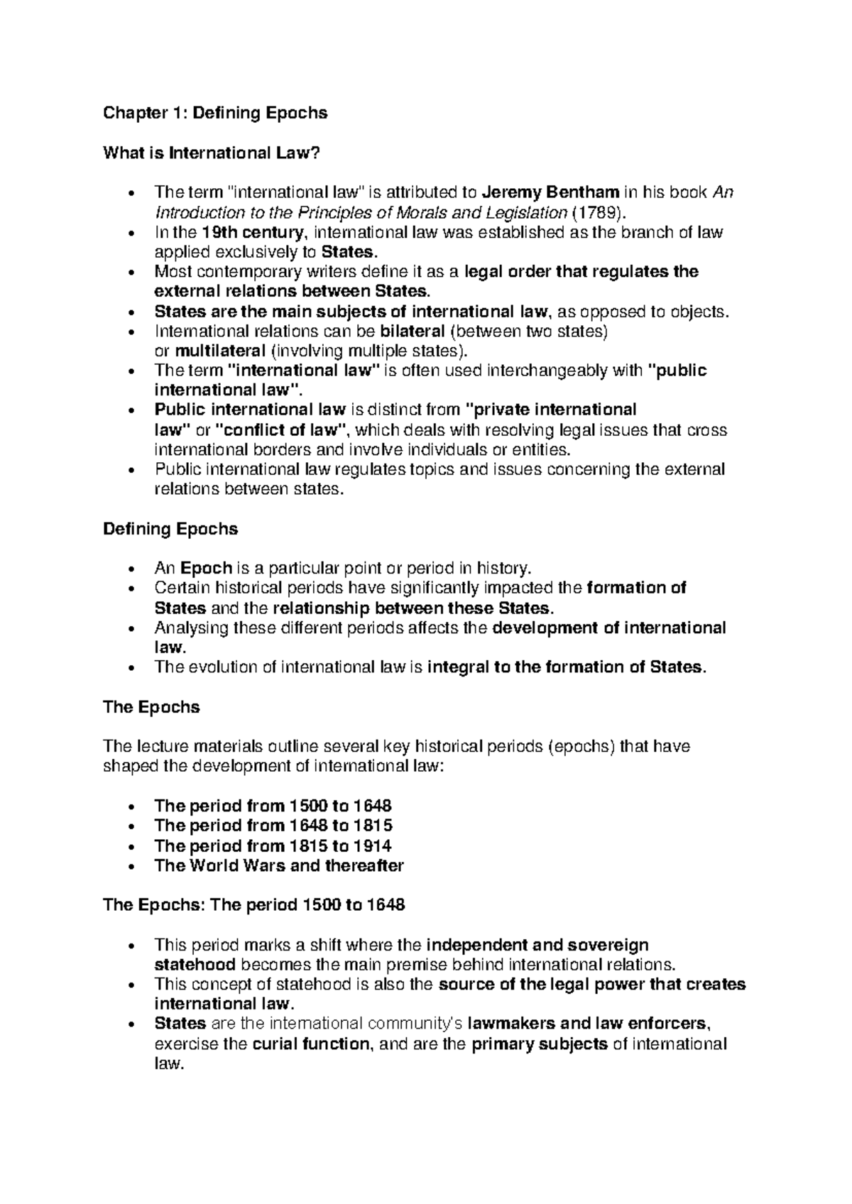 Public IL - Chapter 1: Epochs and the Evolution of International Law ...