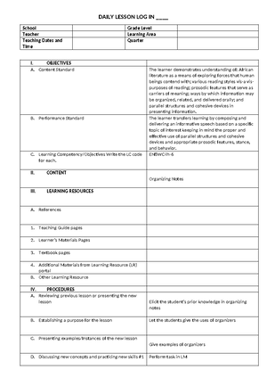 DLL English 6 Q1 W8 - None so far - GRADES 1 to 12 DAILY LESSON LOG ...