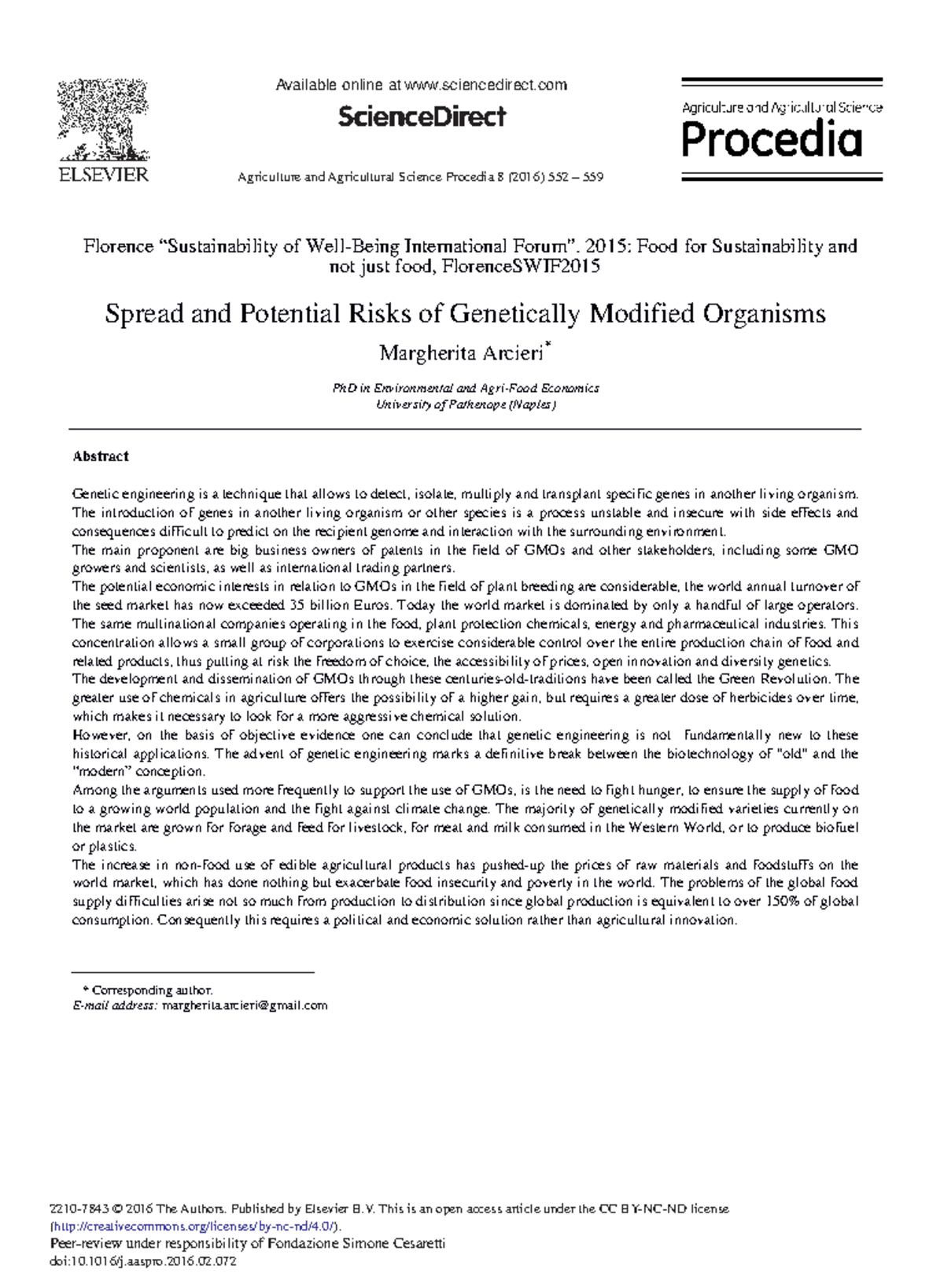Spread and Potential Risks of GMOs: Economic and Environmental Impacts ...