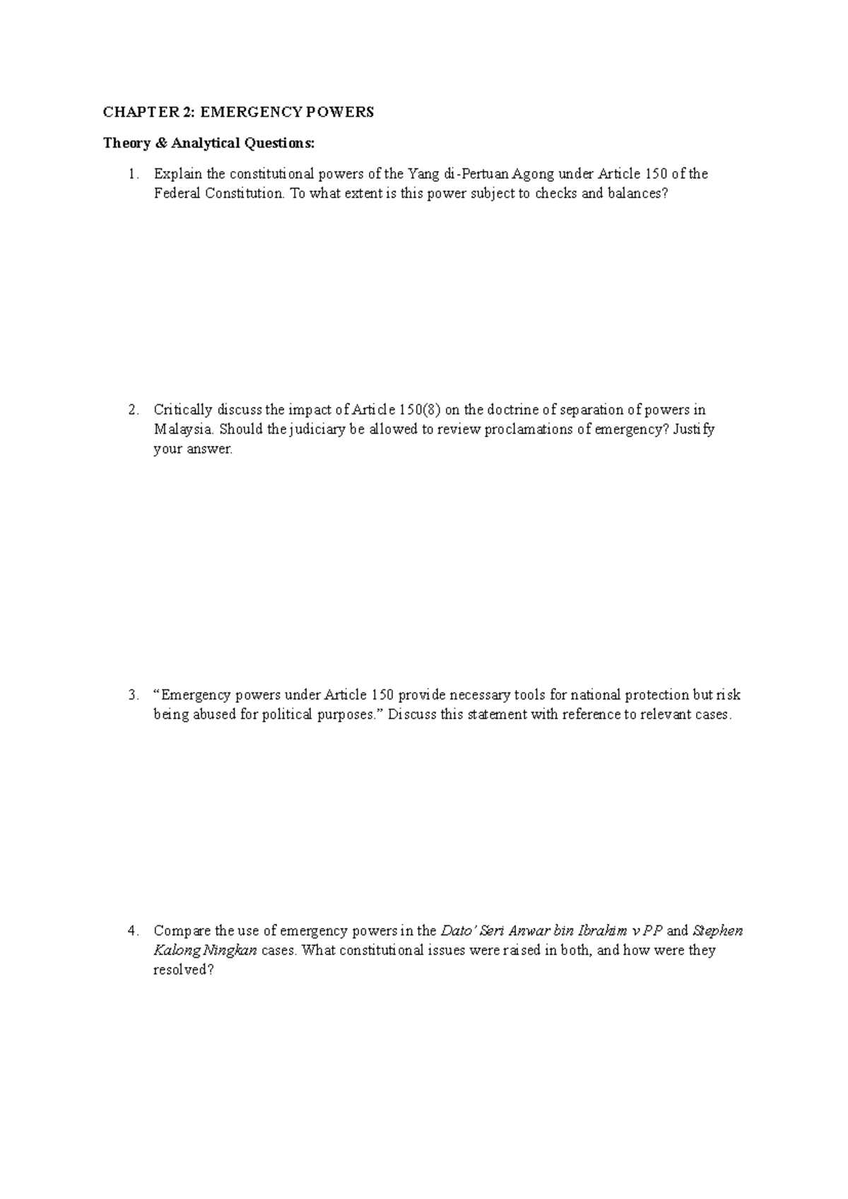 CHAPTER 2 & 3: EMERGENCY POWERS & SUBVERSION - Practice Midterm ...