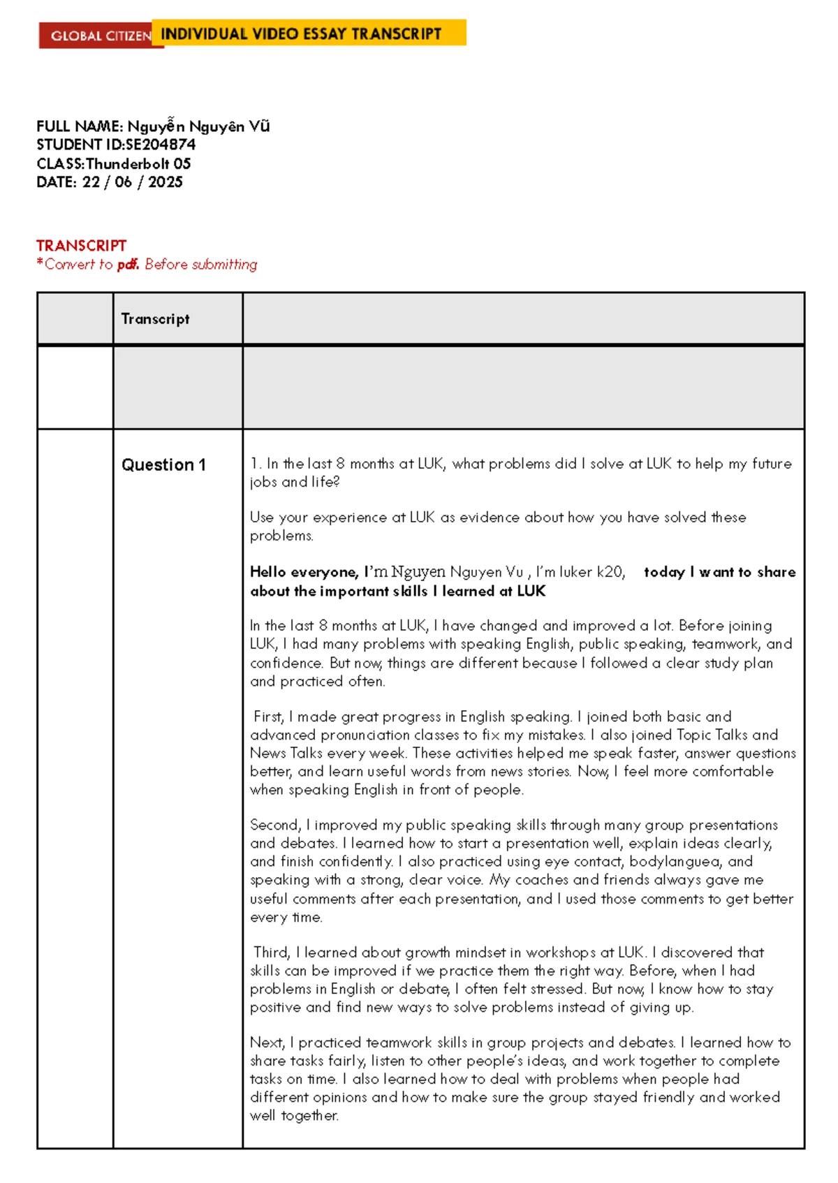 Transcript of Skills Development at LUK - SE203393 - Thunderbolt 05 ...