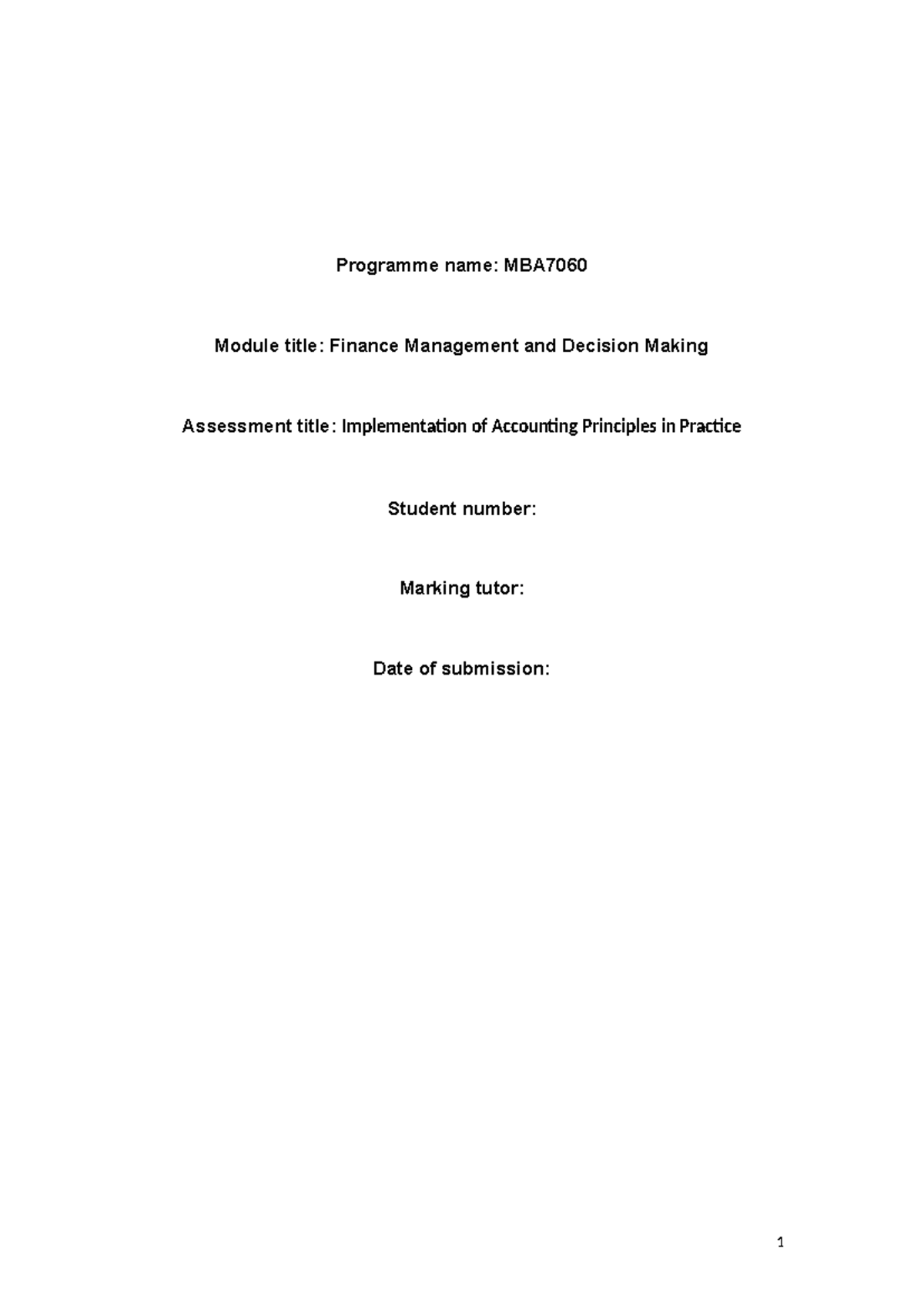 Implementation of Accounting Principles in Practice - - Studocu