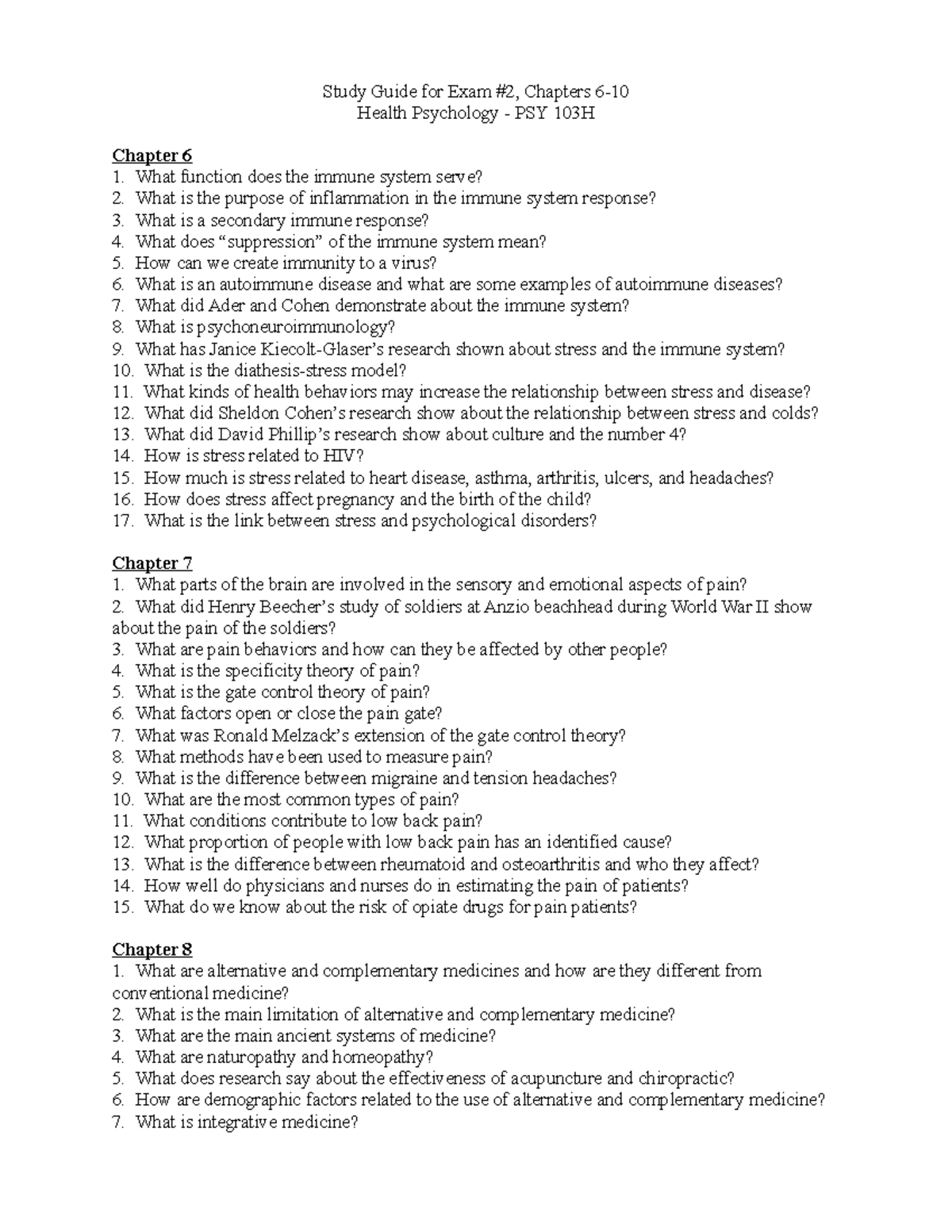 Exam 2 Study Guide - PSY 103H: Chapters 6 to 10 Insights - Studocu