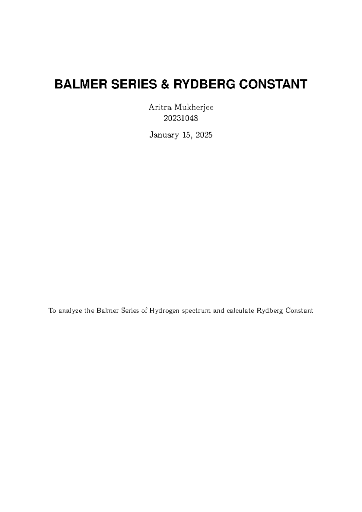 Rydberg Constant - 2 Theory With the development of Quantum Mechanics ...