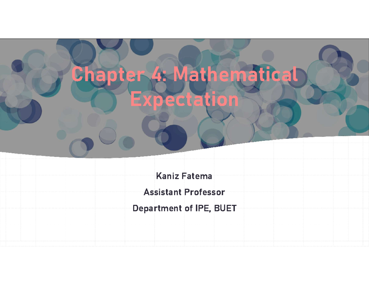 Chapter 4: Mean and Variance in Random Variables - Studocu