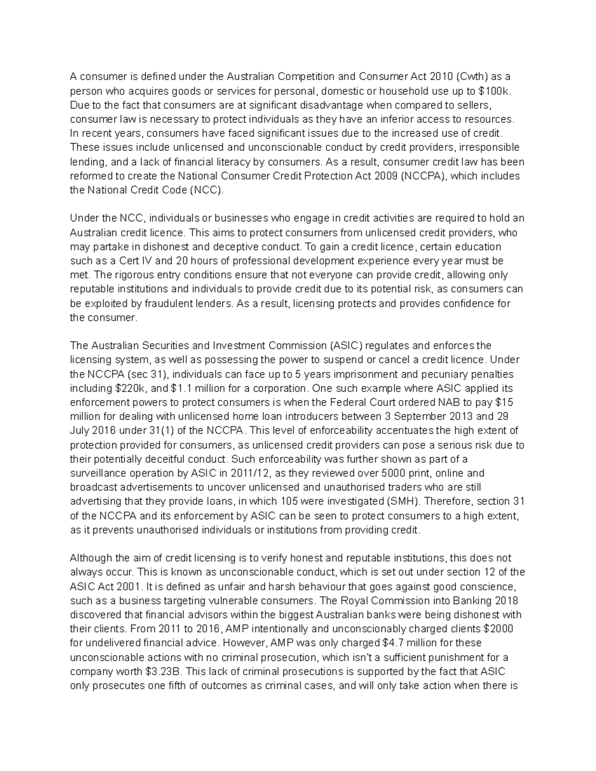 Consumers Act Essay - A consumer is defined under the Australian ...
