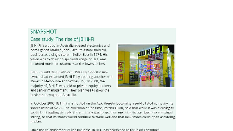 JB Hifi Case Study - are creating plans for future marketing strategies ...