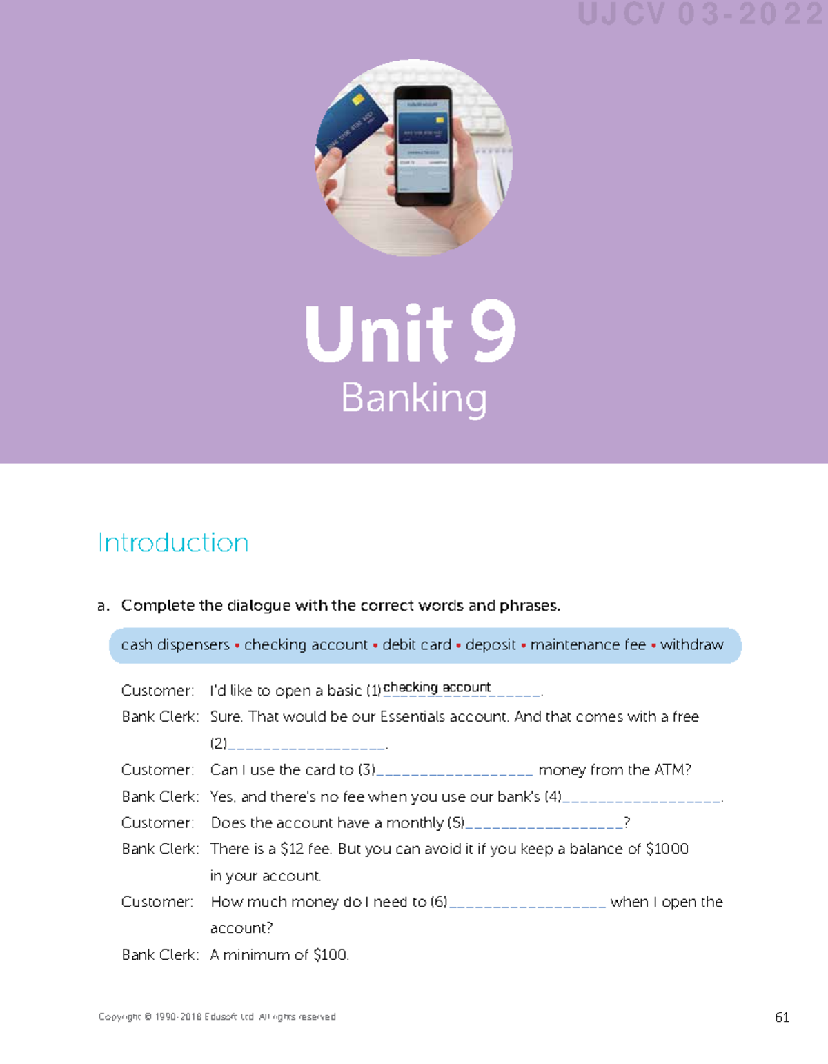 Intermediate 1 Workbook: Banking Concepts in Unit 9 - Studocu