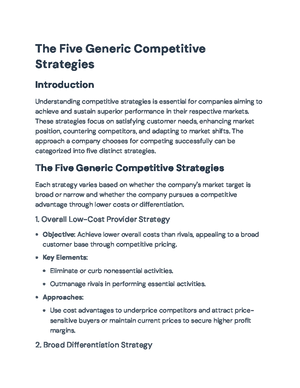 Porter's Generic Strategies: Achieving Competitive Advantage (MBA ...