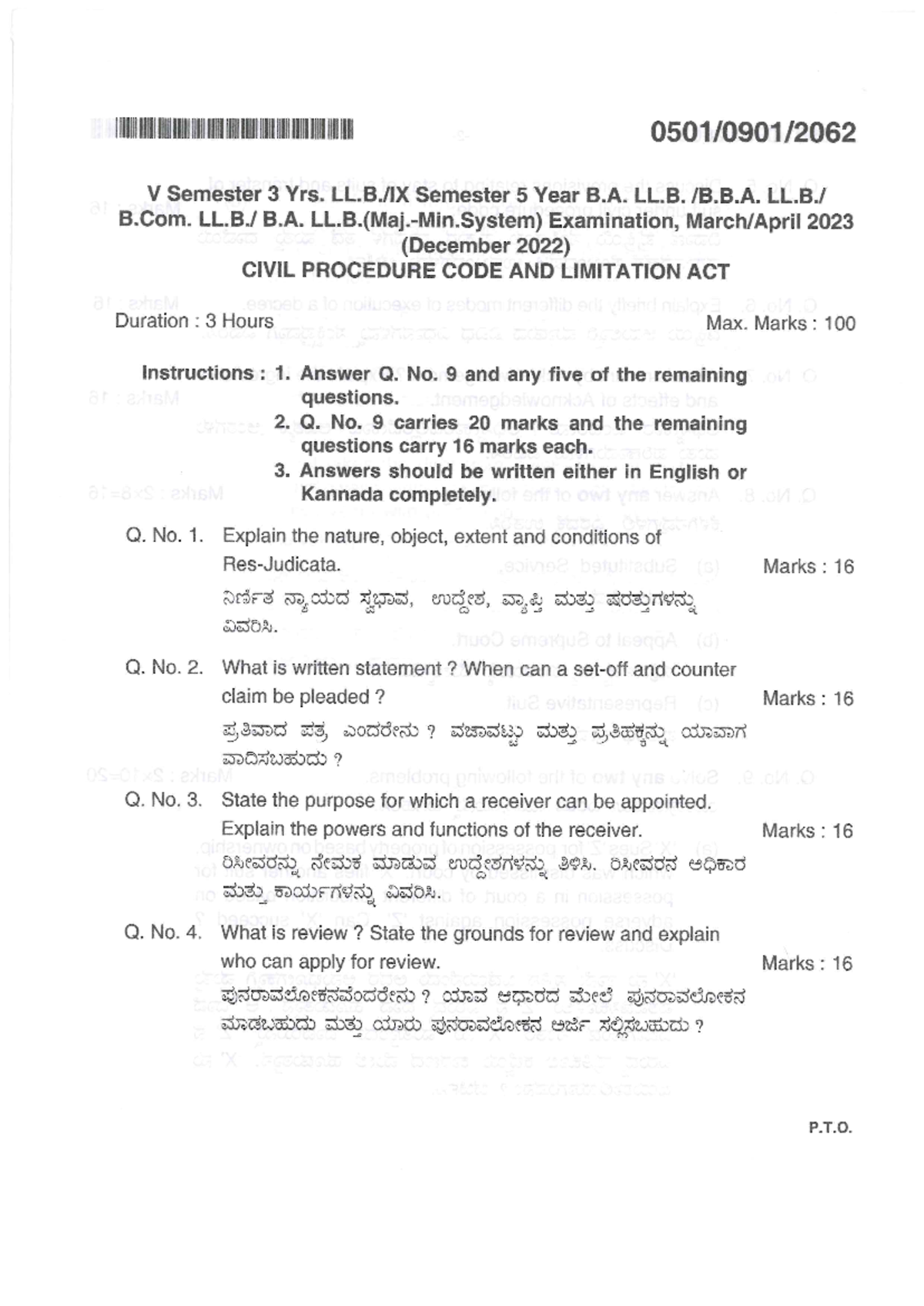 Y-Civil Procedure Code Exam Notes Dec 2022 - 5 Yrs B.LL.B. 100 Marks ...
