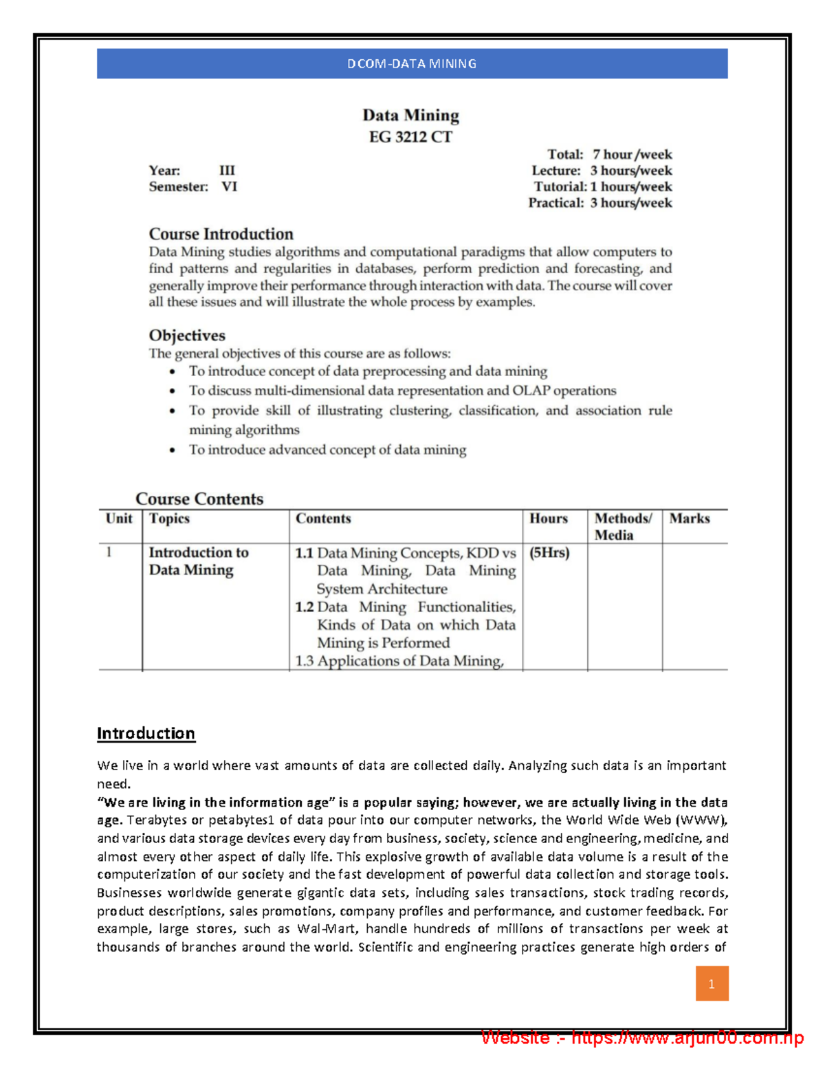 Data Mining Notes for Sixth Semester: An Introduction to KDD and ...
