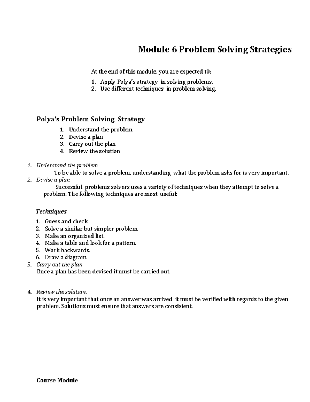W6-7 Module 006: Effective Problem Solving Strategies Guide - Studocu