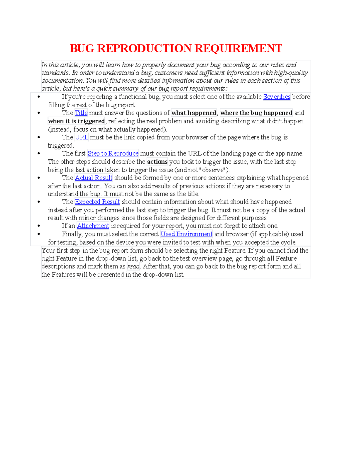 Software Testing Guidelines for Bug Reporting Standards - Studocu