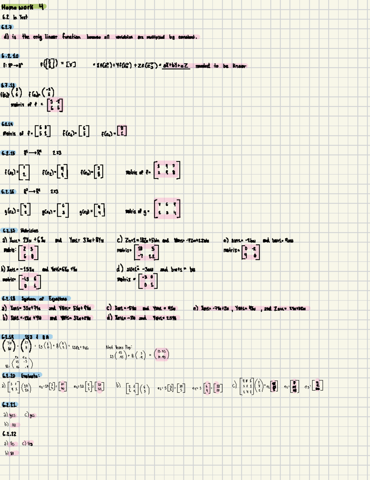 30B Homework 4: Linear Functions and Matrix Evaluations - Studocu