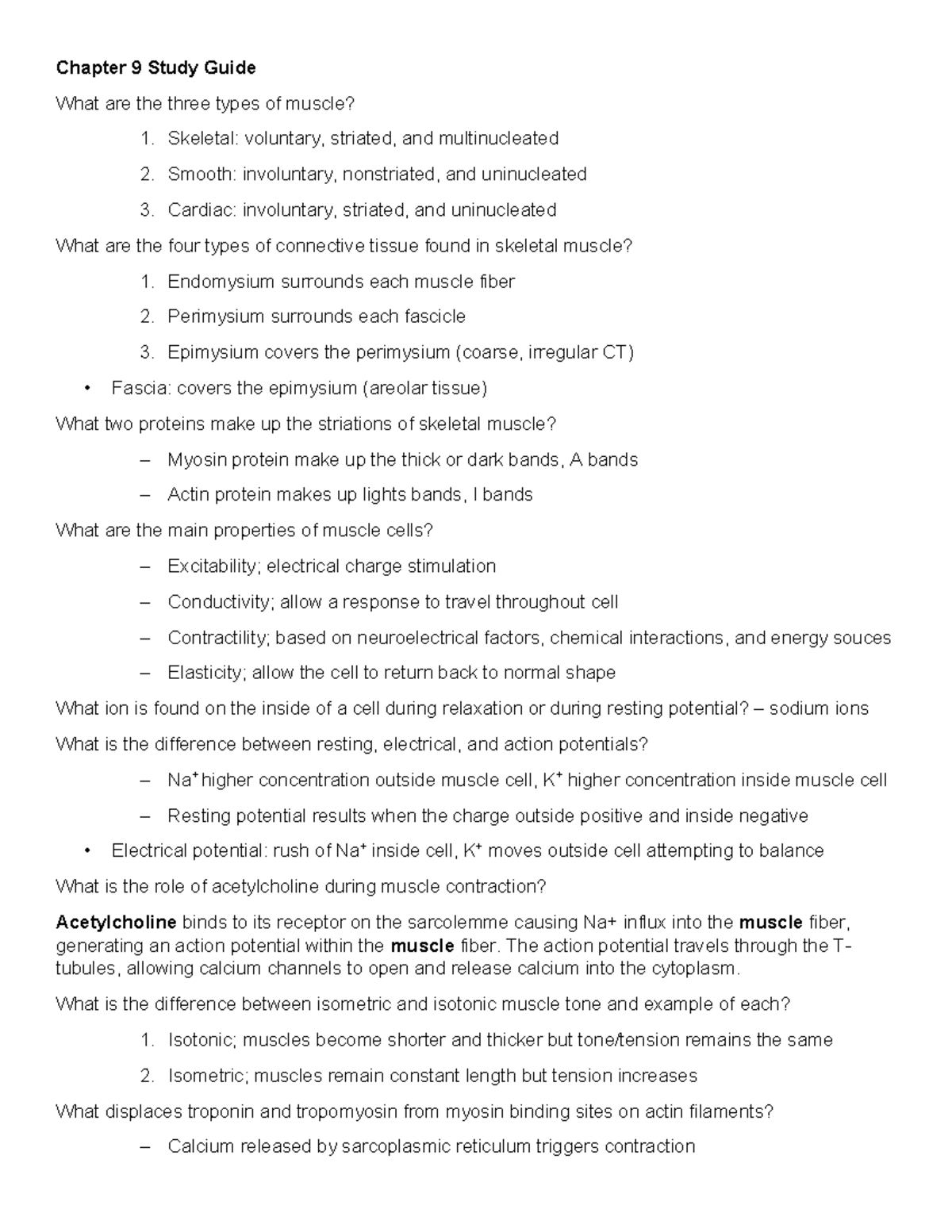Chapter 9 Study Guide: Muscle Types and Their Functions - Studocu