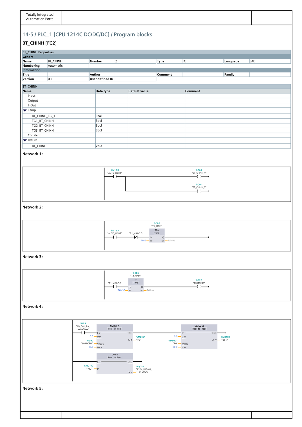 Totally Integrated Automation Portal PLC_1 1214C Program Blocks ...