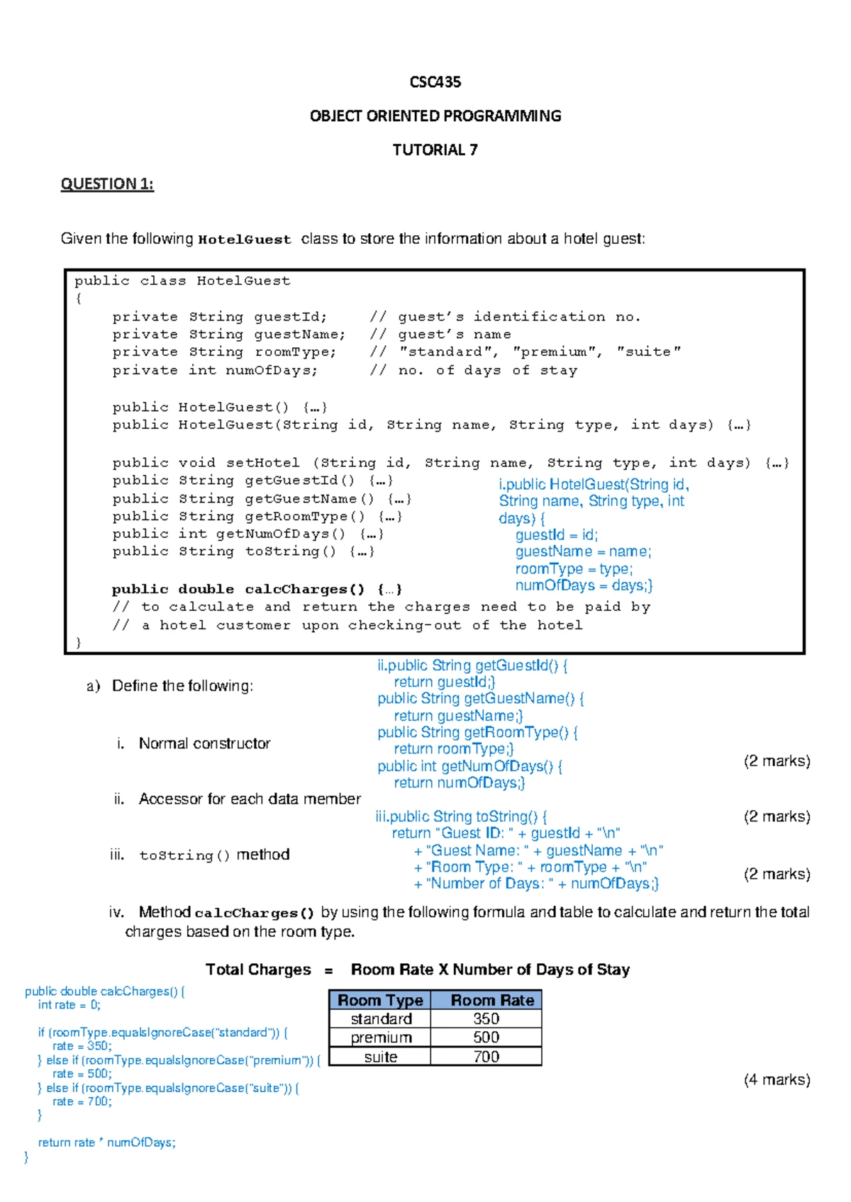 CSC 435 Tutorial 7: Object-Oriented Programming Solutions - Studocu