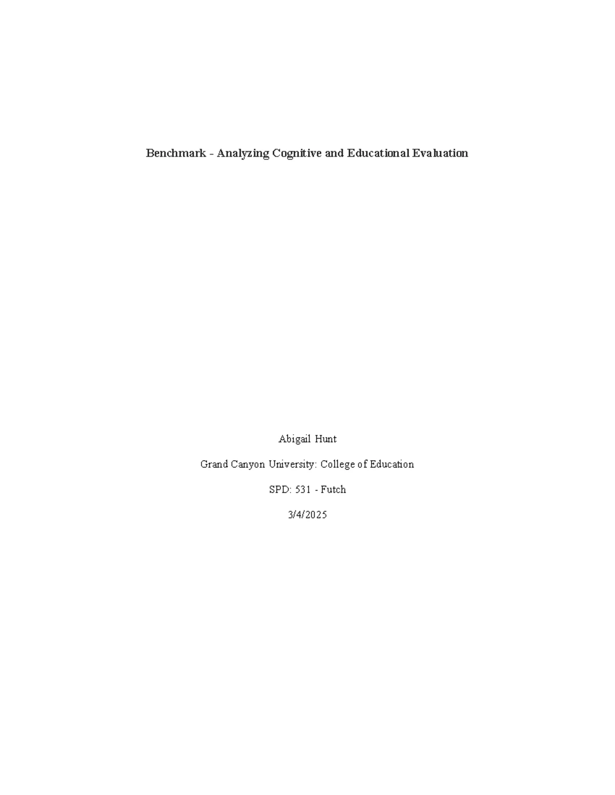 SPD531 Special Education Assessment Tools & Resources - Studocu