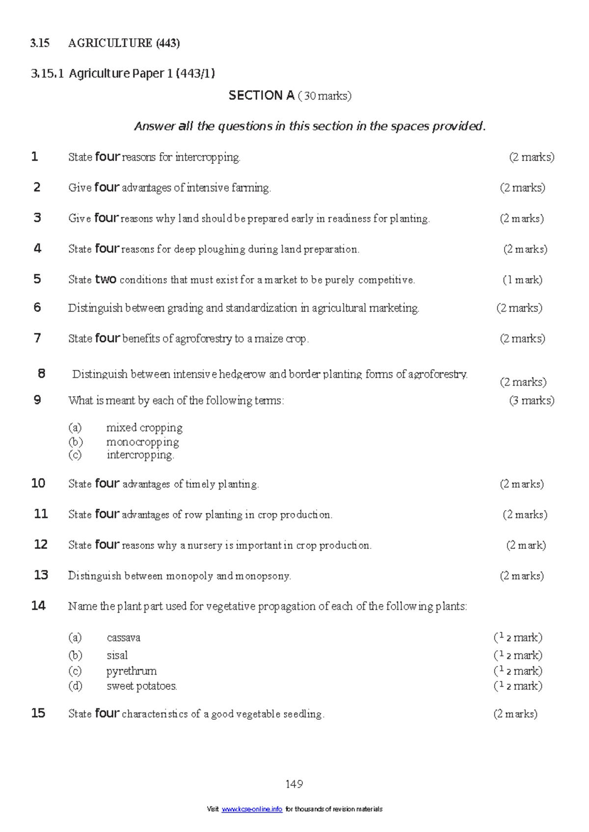 443 F3 Agriculture End of Term 1 Exam Paper 2025 - Studocu
