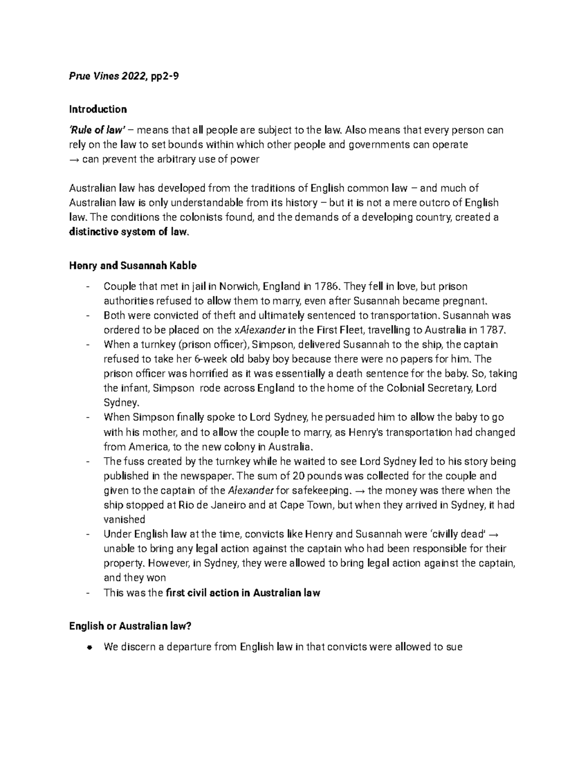 LAWS1052 lecture notes Introducing Law and Justice - Prue Vines 2022 ...