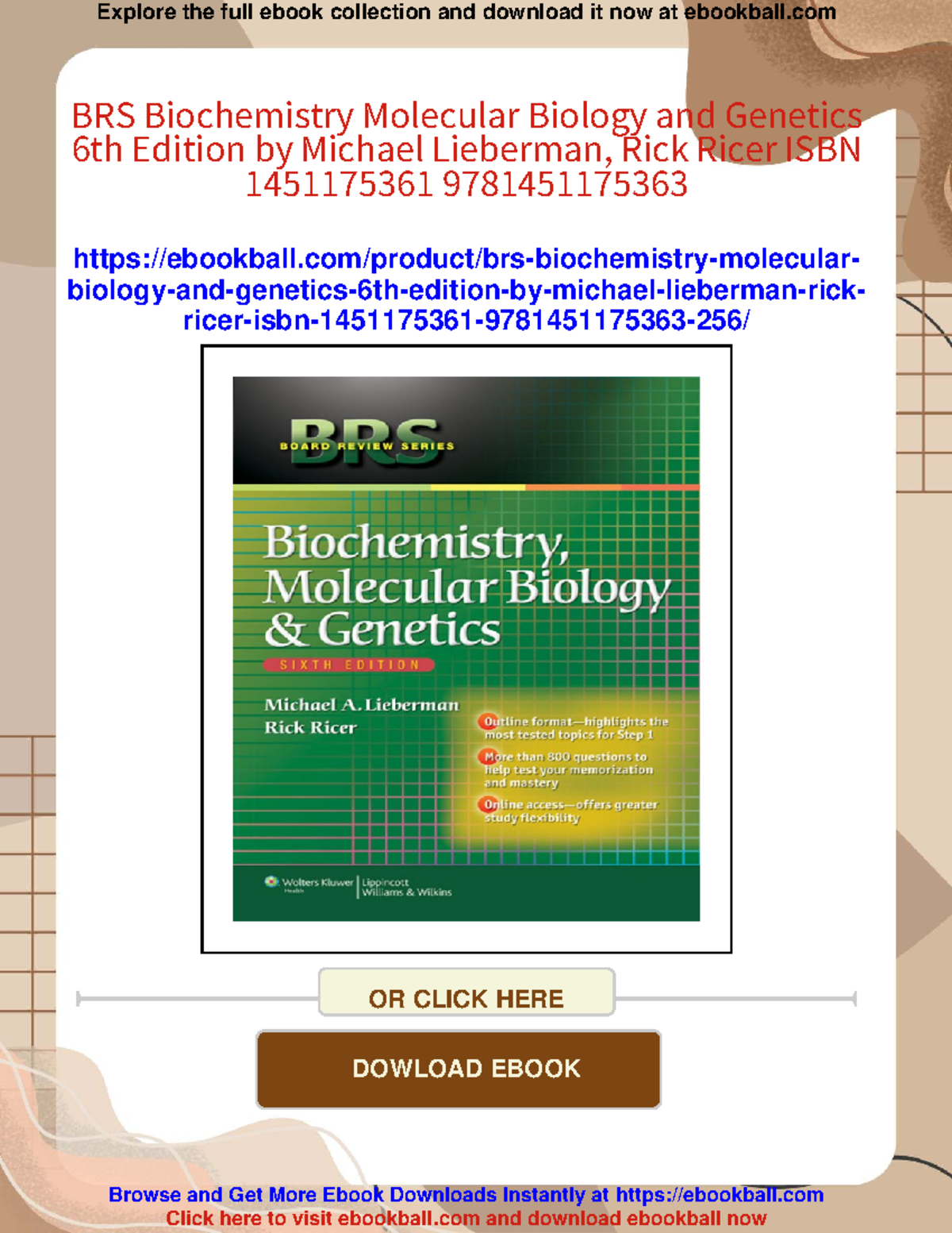 BRS Biochemistry, Molecular Biology, and Genetics 6th Edition notes ...