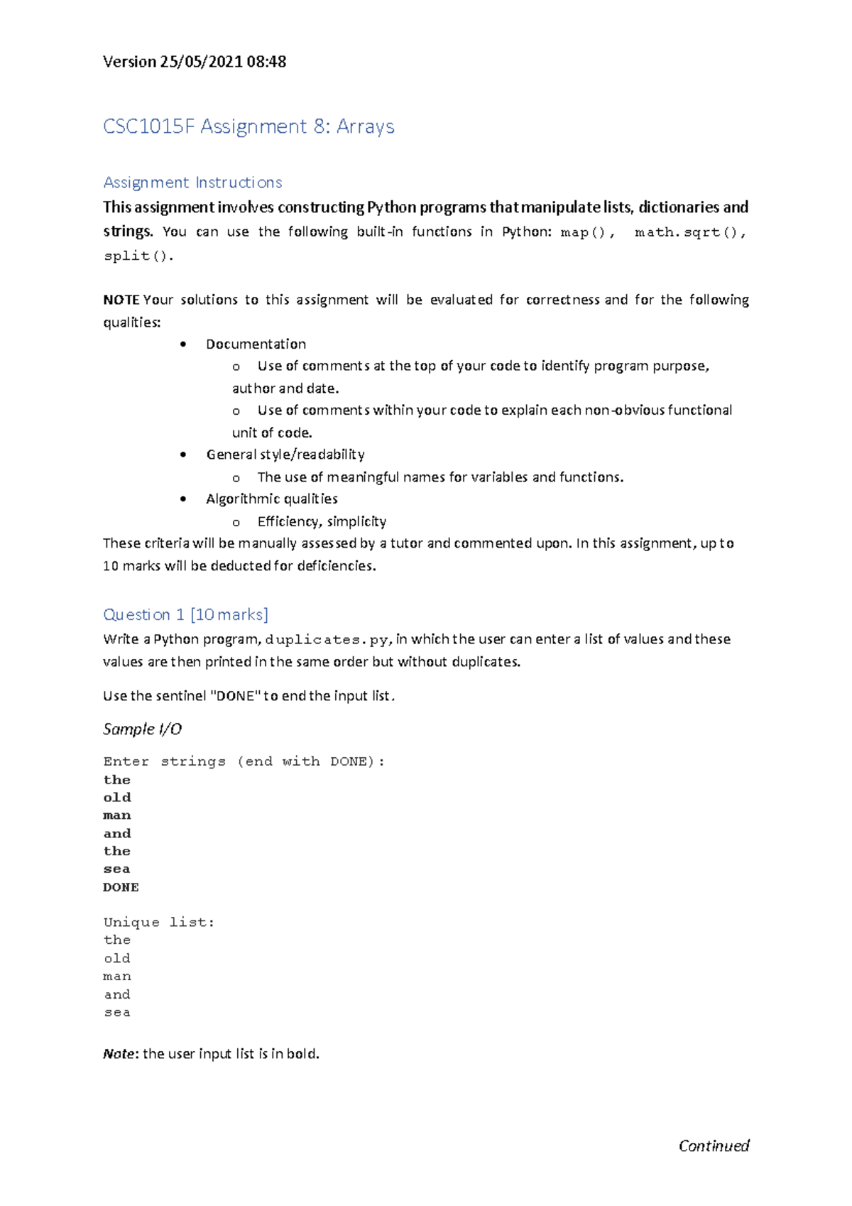 8. Arrays final of python programming language - Version 25/05/2021 08 ...