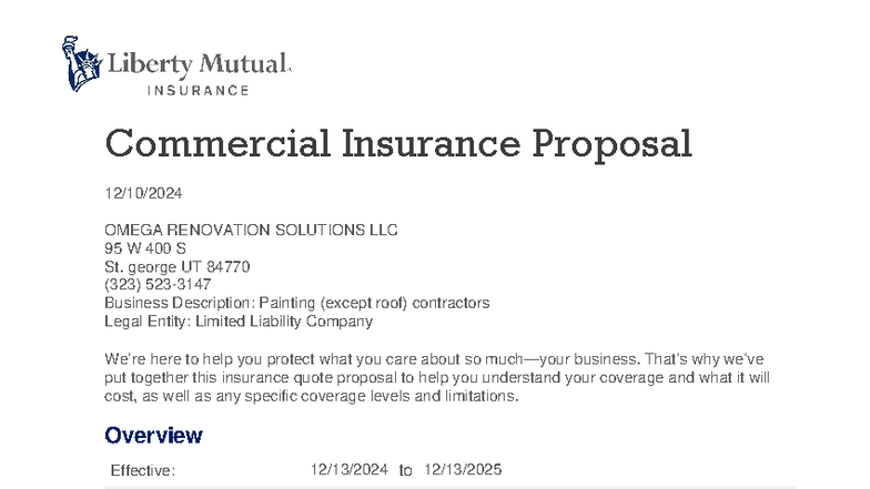 Commercial Insurance Quote Proposal (22) for Omega Renovation Solutions ...