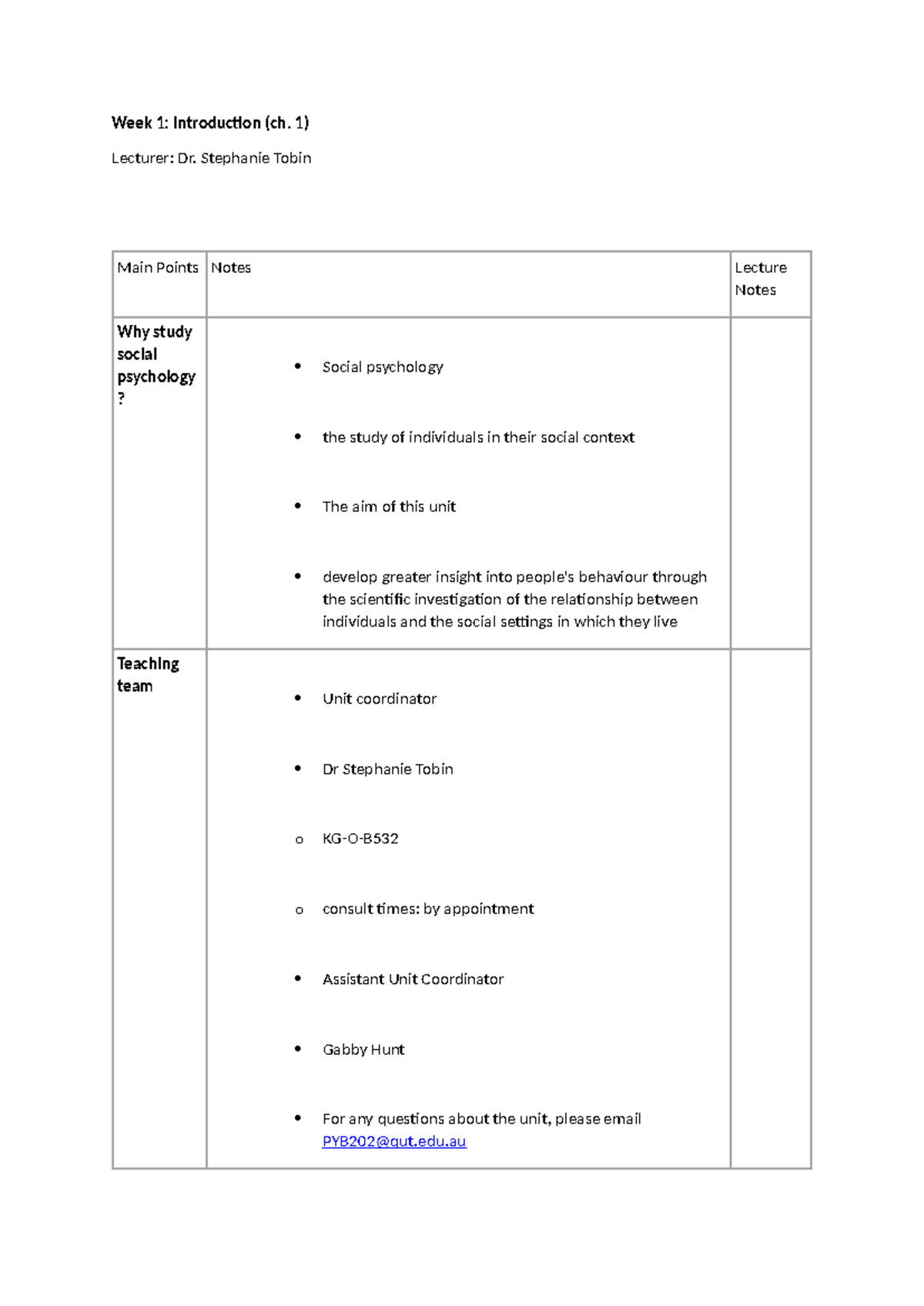 Week 1 lecture social psychology - Week 1: Introduction (ch. 1 ...