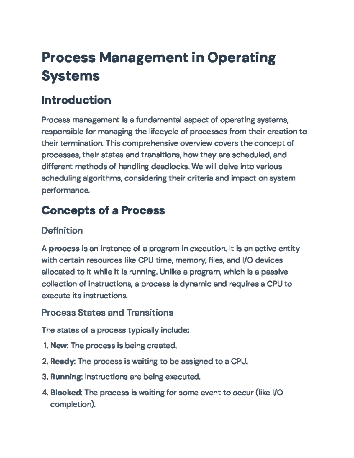 Comprehensive Overview of Process Management in Operating Systems ...