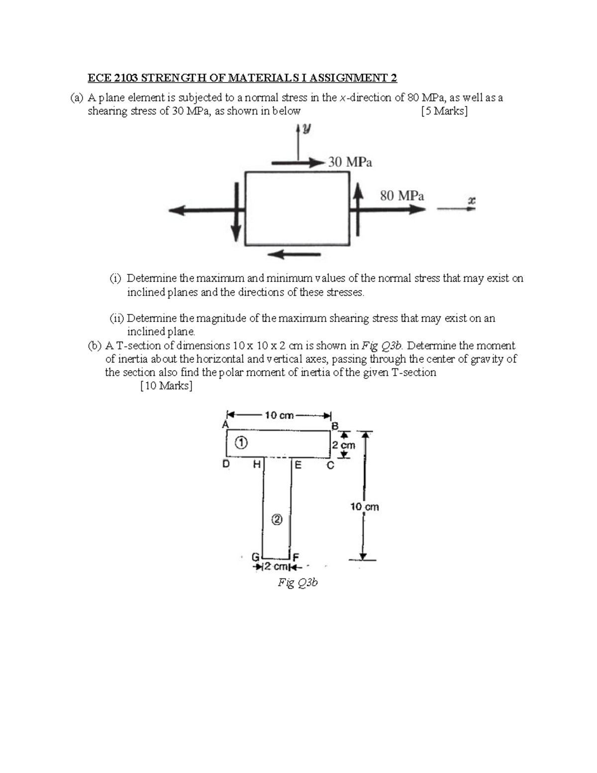 ECE 2103 SOM I ASSN 2 - Assignment - ECE 2103 STRENGTH OF MATERIALS I ...