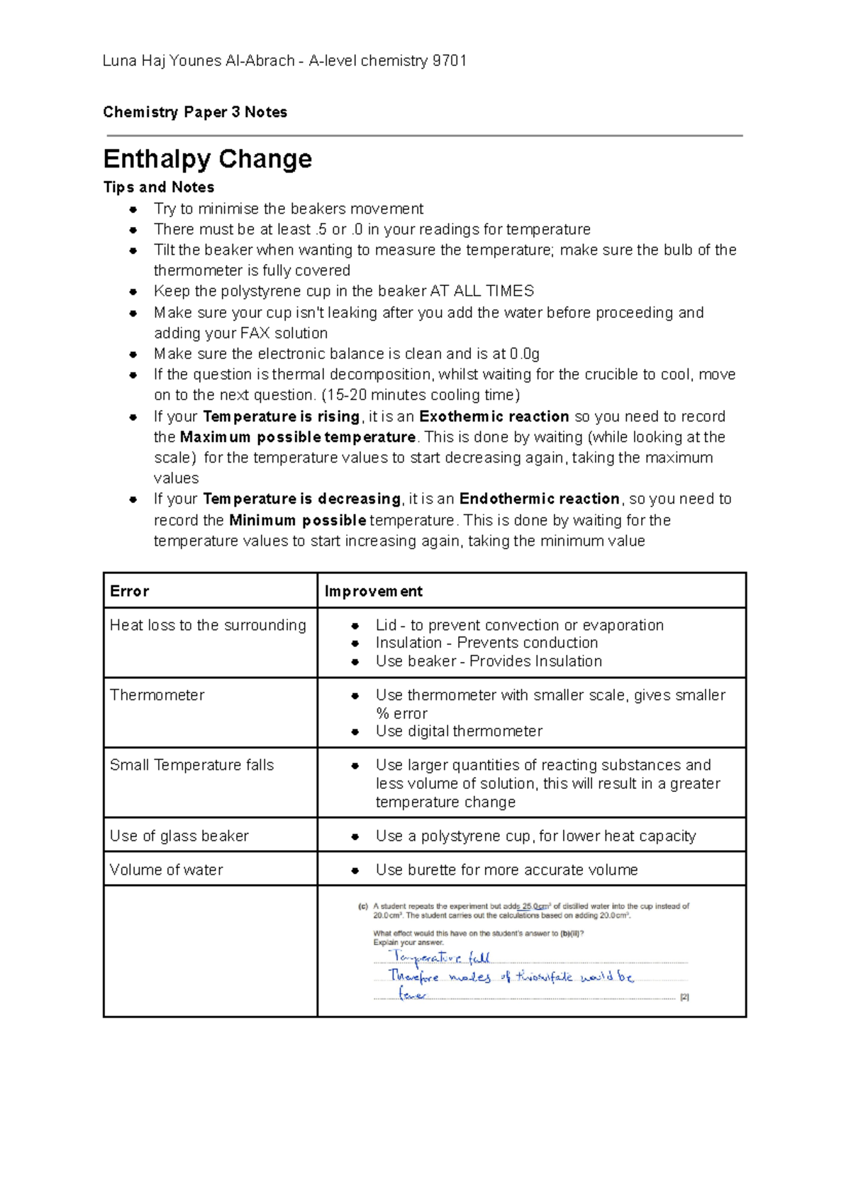 Chemistry Paper 3 Notes & Tips for Success - Studocu