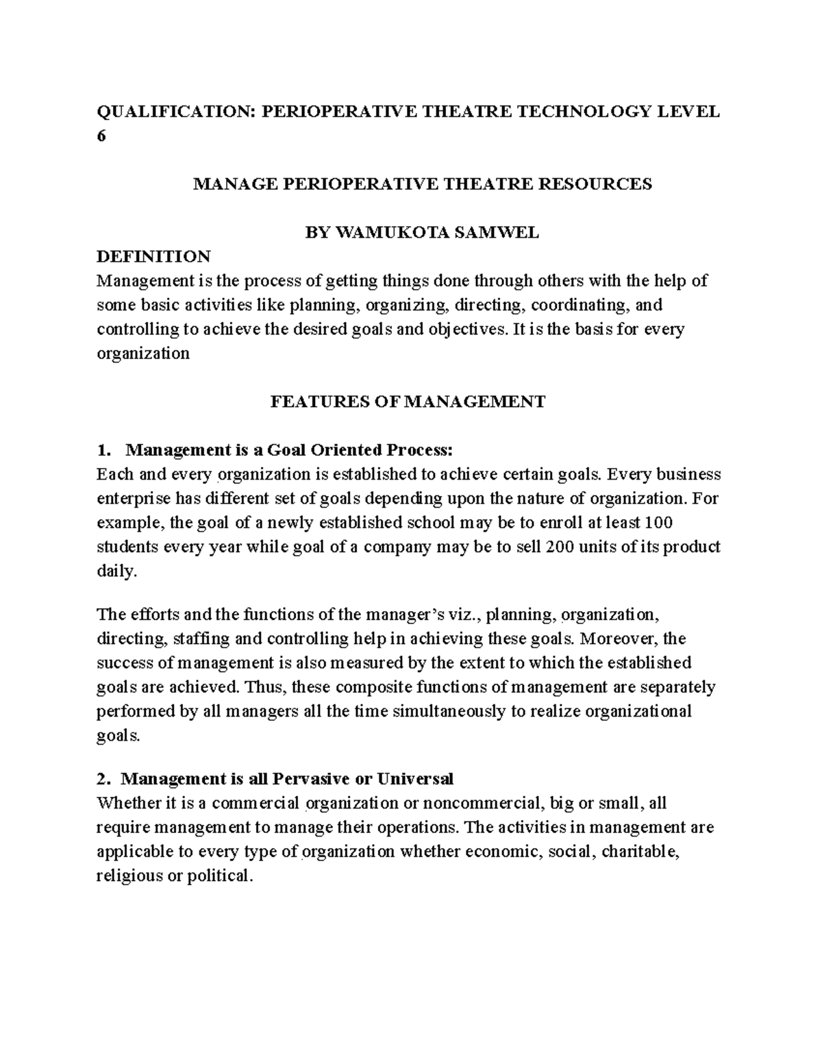 Managing Perioperative Theatre Resources: A Comprehensive Guide - Studocu
