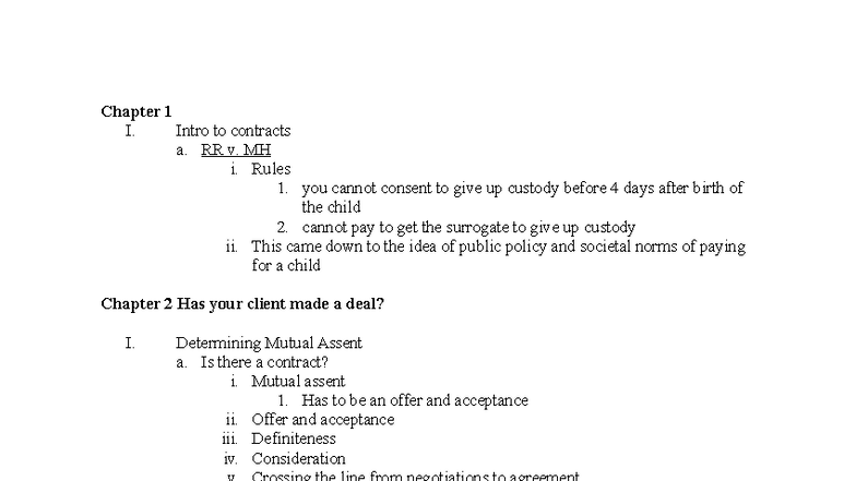 Contracts Outline: Key Concepts and Case Law Analysis - Studocu