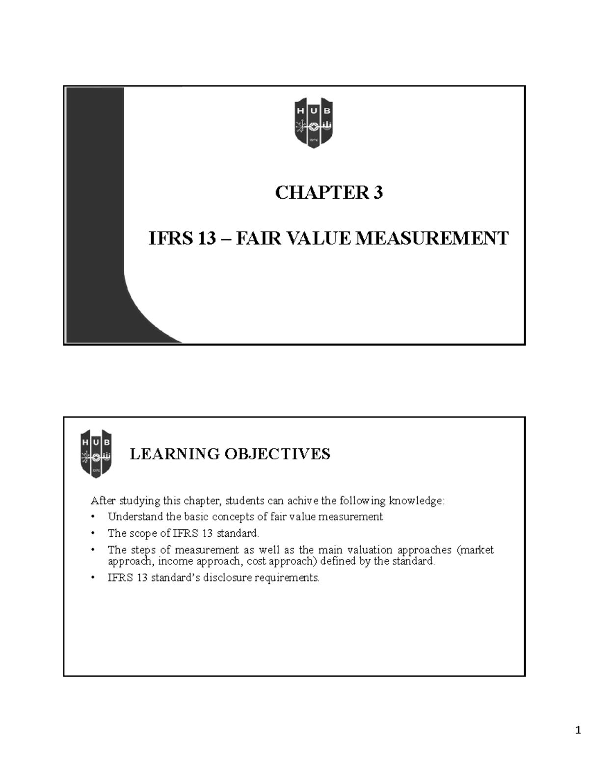 IFRS 13 Fair Value Measurement - Chapter 3 Learning Objectives - Studocu