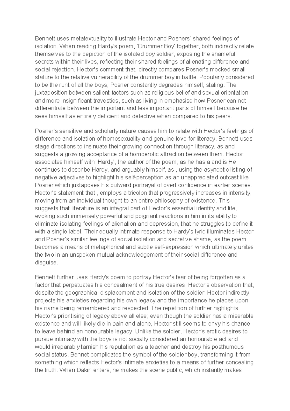 Bennett's Use of Metatextuality in Exploring Isolation: A Practice ...