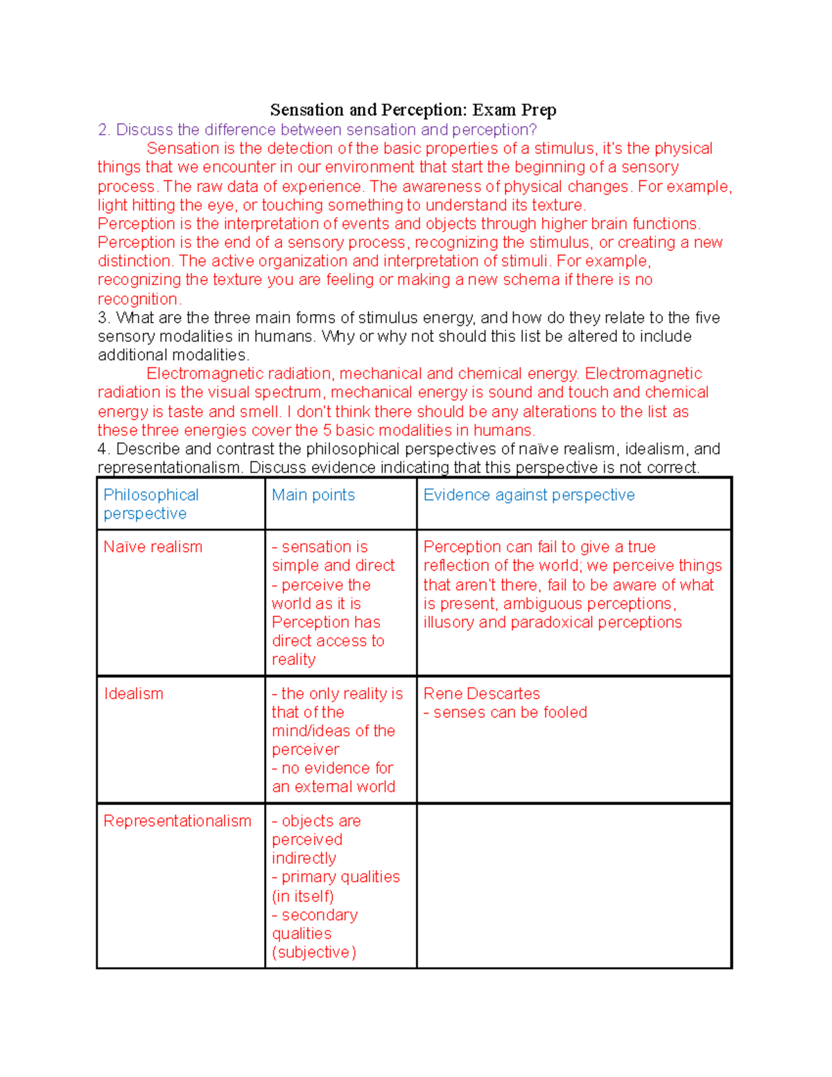 Sensation and Perception PSY 101 Final Exam Study Guide - Studocu