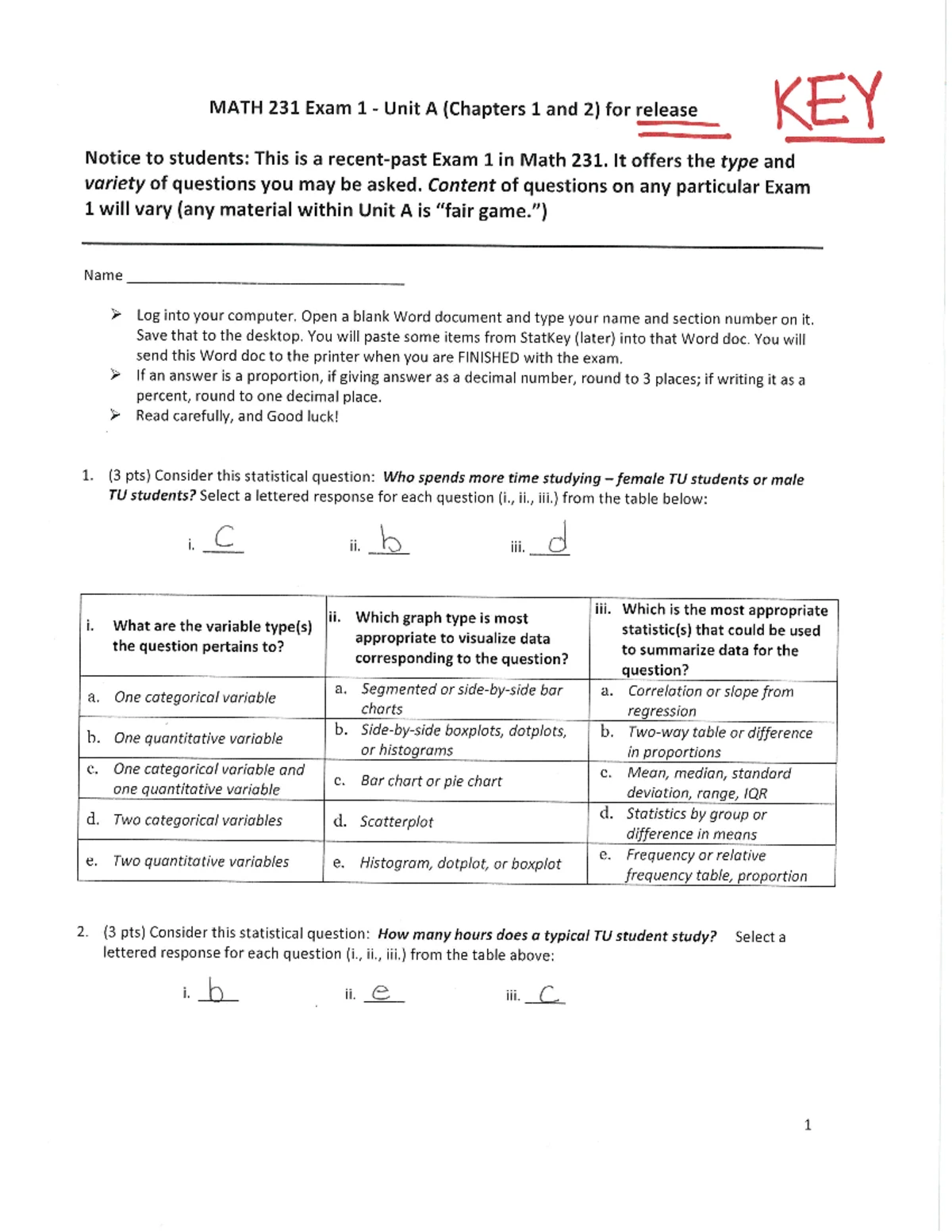 Math 231 Exam 1 Practice Exam - Unit A (Chapters 1 & 2) - Studocu