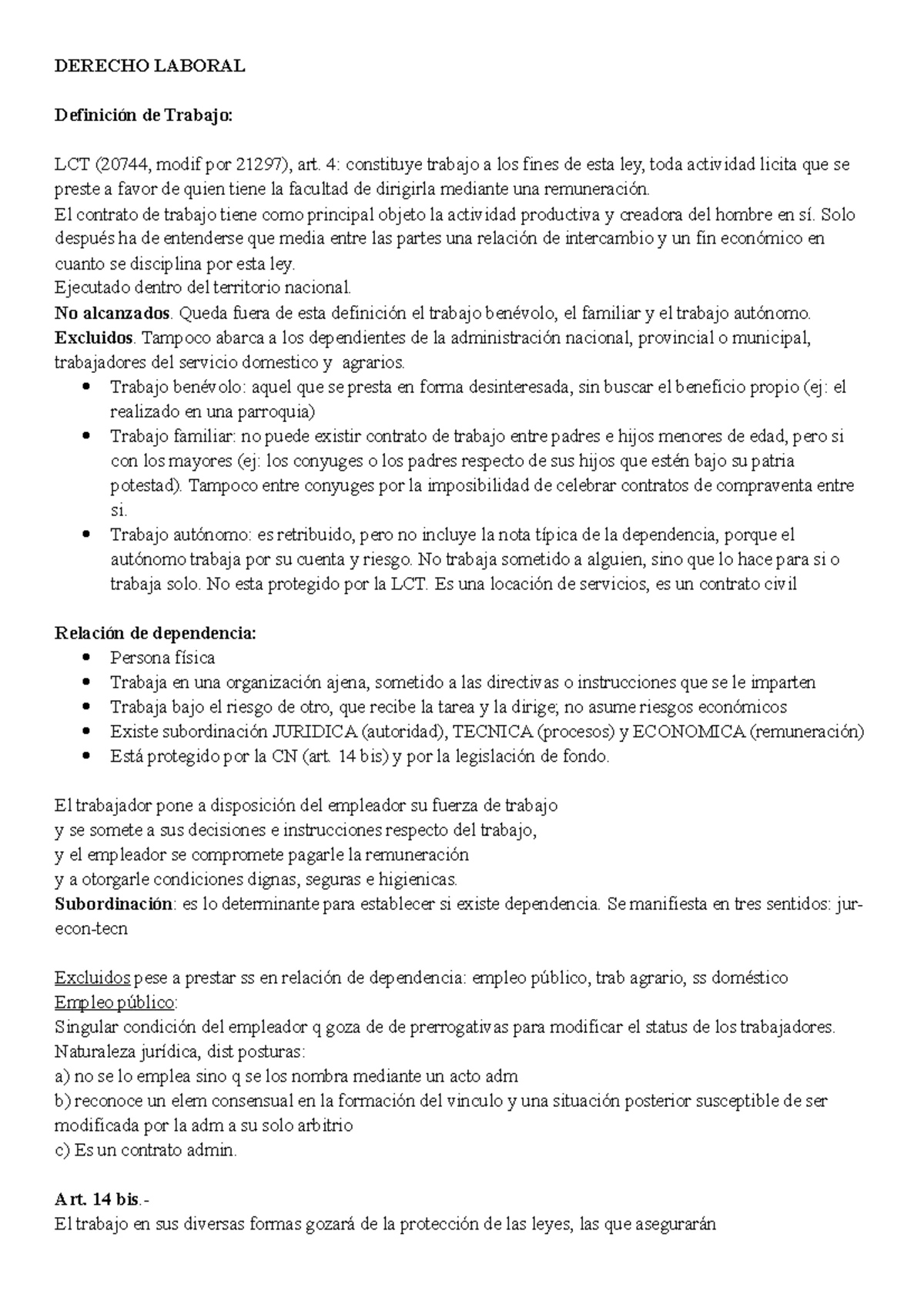 Clases brain - Resumen Derecho Laboral - 1 DERECHO DEL TRABAJO Y DE LA ...