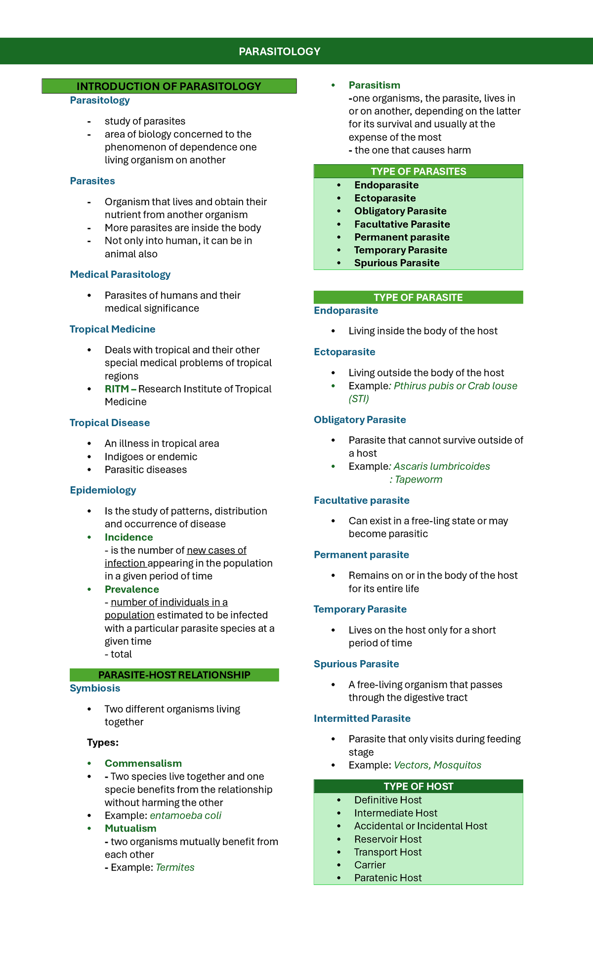 Introduction OF Parasitology - INTRODUCTION OF PARASITOLOGY ...