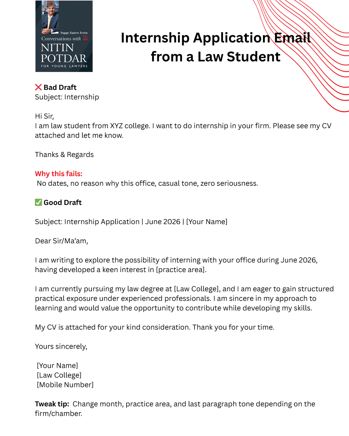 Sample Draft Emails for Law Students: Internship Applications ...