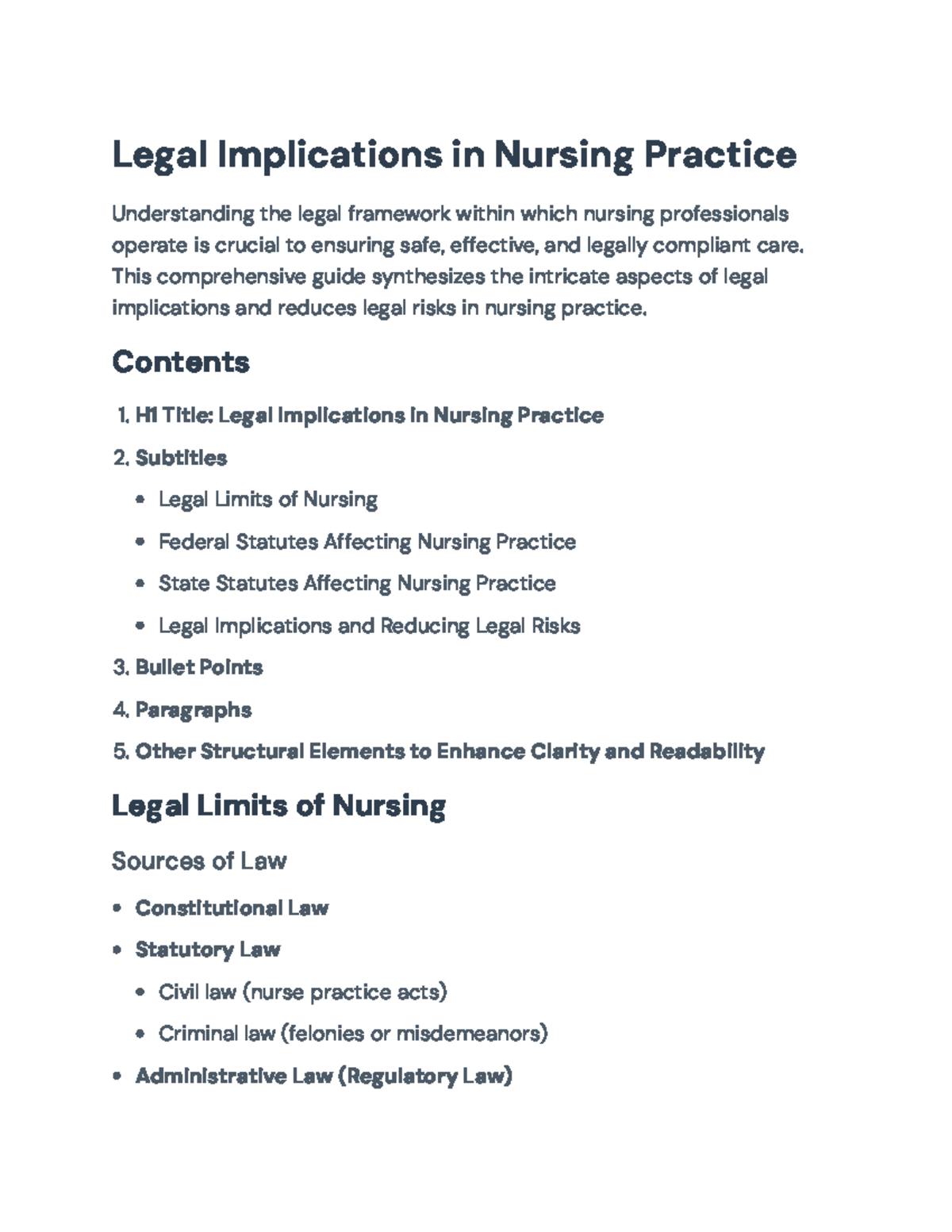 Legal Implications in Nursing Practice: Key Aspects and Risk Management ...
