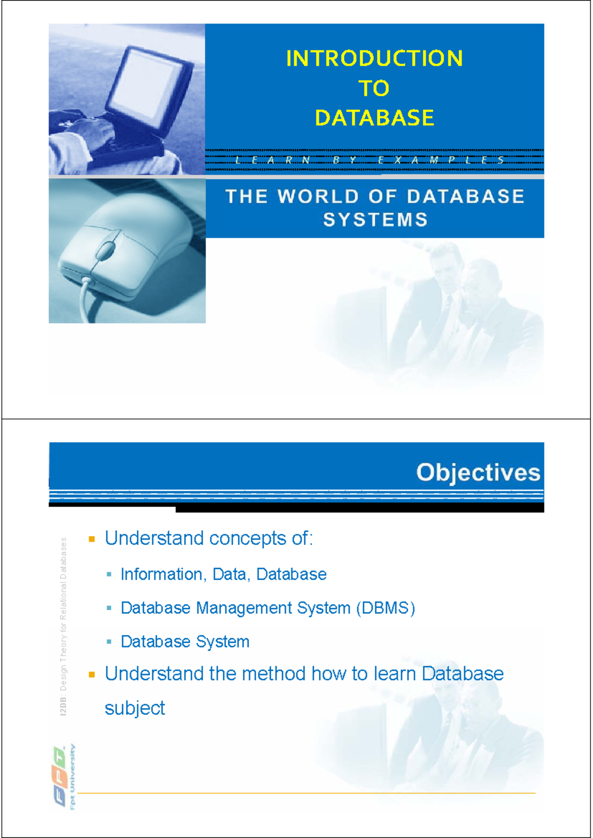 I2DB: Design Theory for Relational Databases - Overview and Key ...
