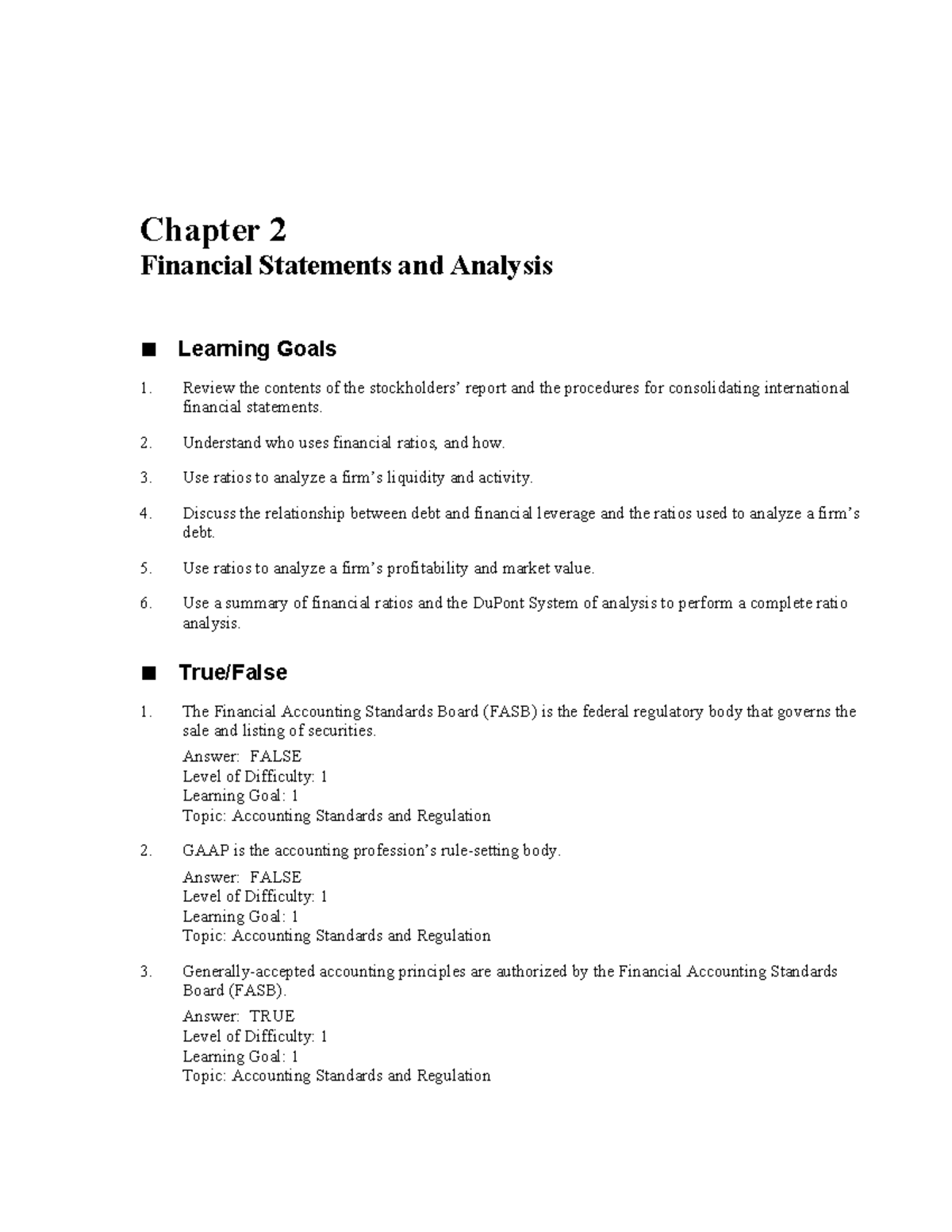 Chapter 2: Financial Statements & Analysis (Course Code: Tb02) - Studocu