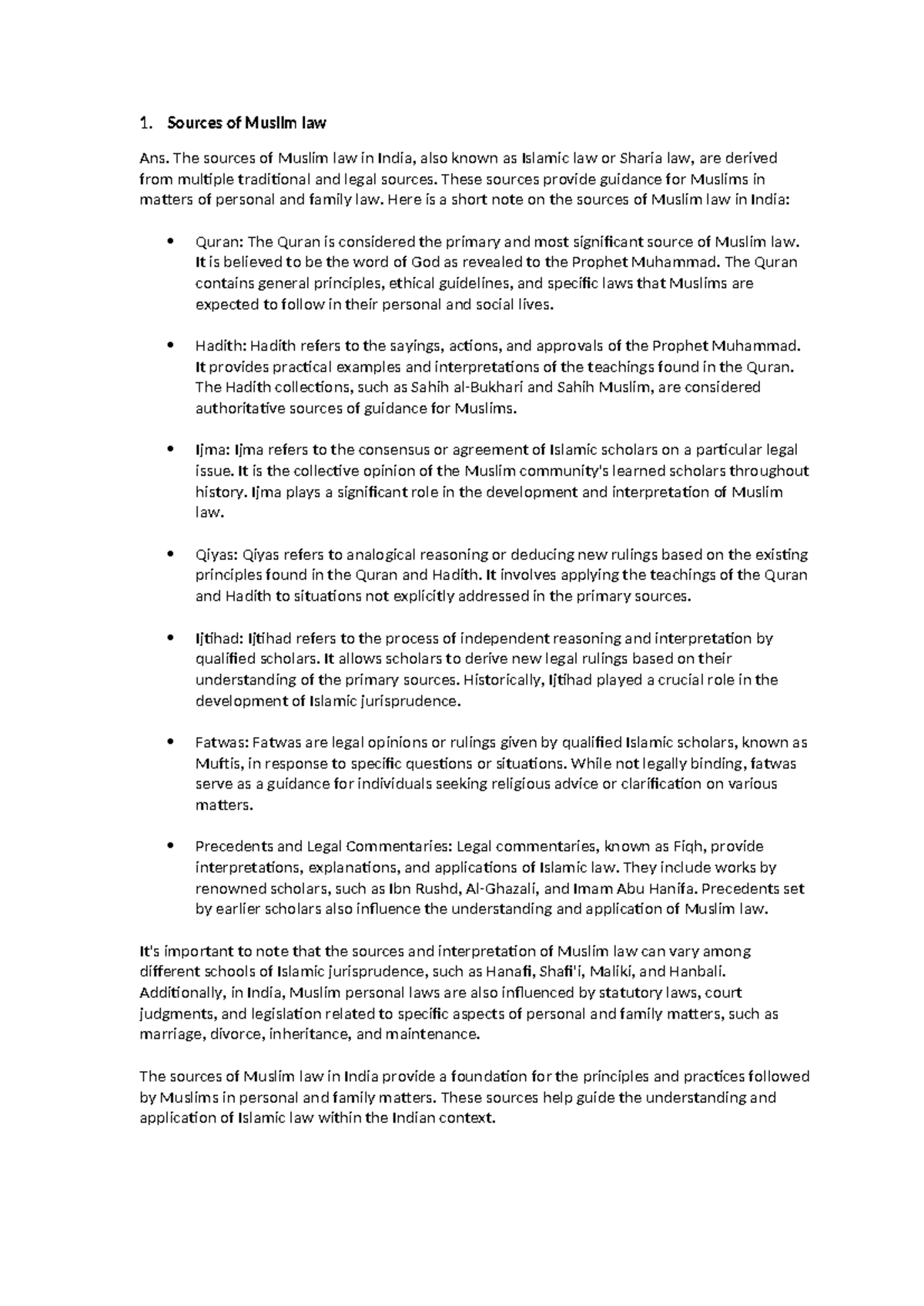 Sources and Dissolution of Muslim Law in India: Family Law Overview ...