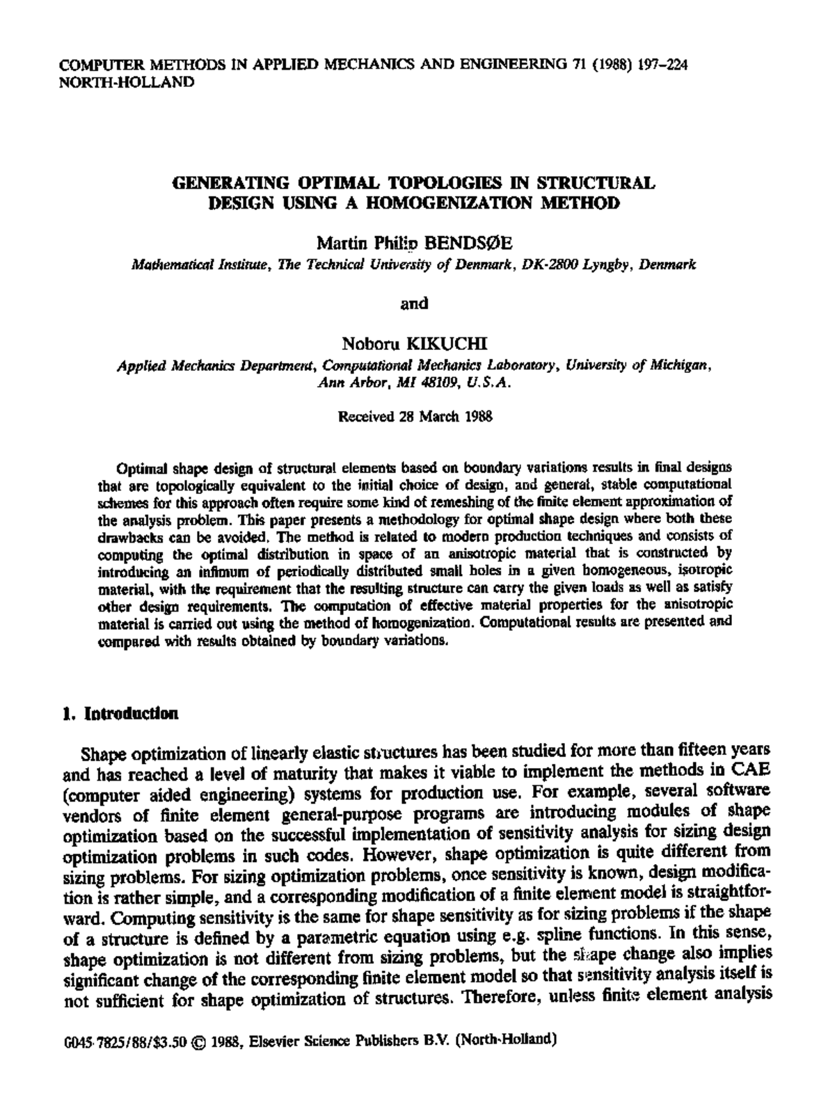 Optimal Topologies in Structural Design via Homogenization Method (1988 ...